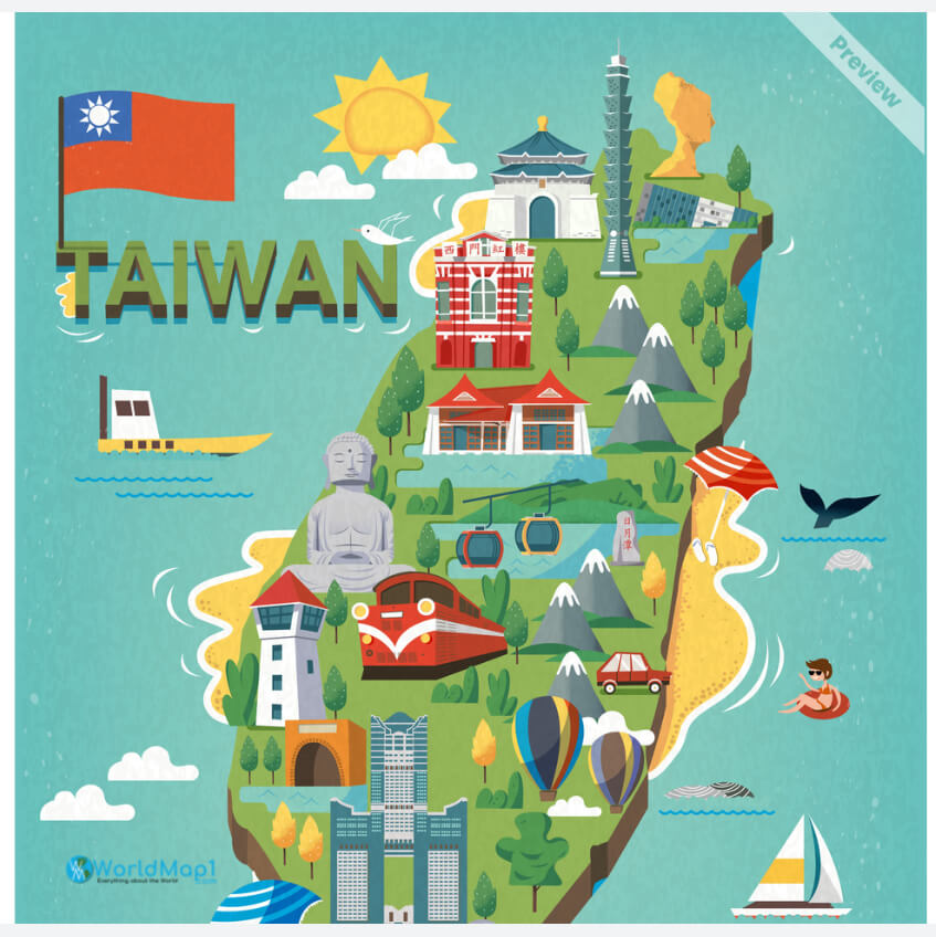 Carte touristique de Taiwan 1